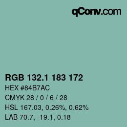カラーコード: RGB 132.1 183 172 | qconv.com