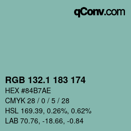 カラーコード: RGB 132.1 183 174 | qconv.com