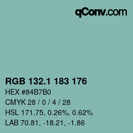 カラーコード: RGB 132.1 183 176 | qconv.com