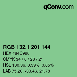 カラーコード: RGB 132.1 201 144 | qconv.com
