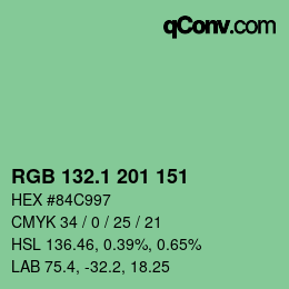 カラーコード: RGB 132.1 201 151 | qconv.com