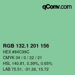 カラーコード: RGB 132.1 201 156 | qconv.com