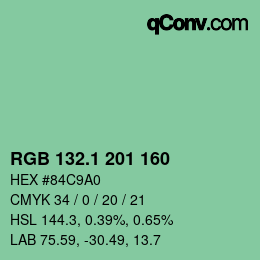 カラーコード: RGB 132.1 201 160 | qconv.com