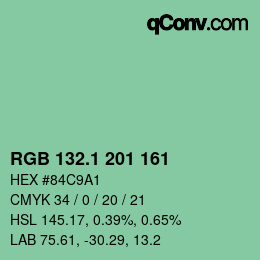 カラーコード: RGB 132.1 201 161 | qconv.com