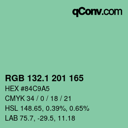 カラーコード: RGB 132.1 201 165 | qconv.com