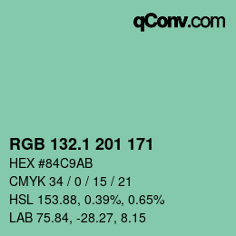カラーコード: RGB 132.1 201 171 | qconv.com