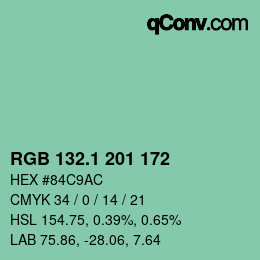 カラーコード: RGB 132.1 201 172 | qconv.com
