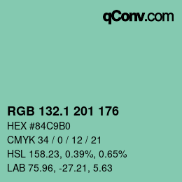 カラーコード: RGB 132.1 201 176 | qconv.com