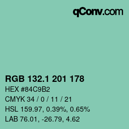 Color code: RGB 132.1 201 178 | qconv.com