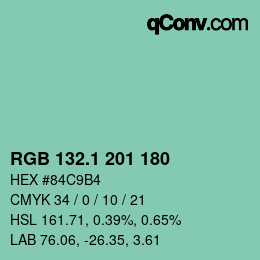 カラーコード: RGB 132.1 201 180 | qconv.com