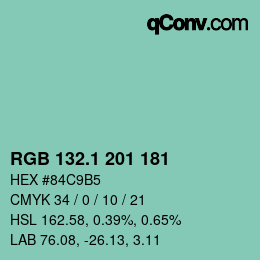 カラーコード: RGB 132.1 201 181 | qconv.com