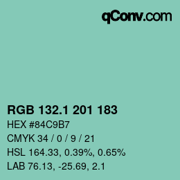 Color code: RGB 132.1 201 183 | qconv.com