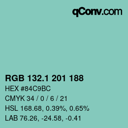 Color code: RGB 132.1 201 188 | qconv.com