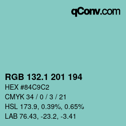 カラーコード: RGB 132.1 201 194 | qconv.com