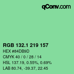 カラーコード: RGB 132.1 219 157 | qconv.com