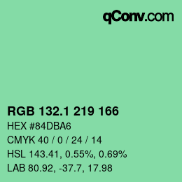 カラーコード: RGB 132.1 219 166 | qconv.com