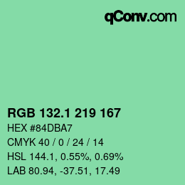カラーコード: RGB 132.1 219 167 | qconv.com