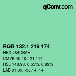 カラーコード: RGB 132.1 219 174 | qconv.com