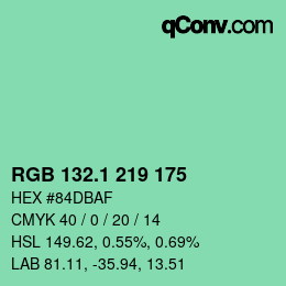 カラーコード: RGB 132.1 219 175 | qconv.com