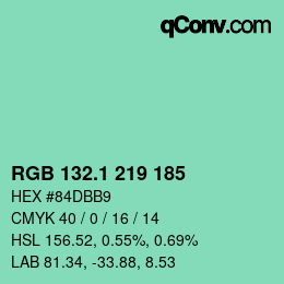 カラーコード: RGB 132.1 219 185 | qconv.com
