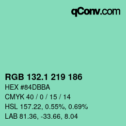 カラーコード: RGB 132.1 219 186 | qconv.com