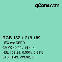 カラーコード: RGB 132.1 219 189 | qconv.com
