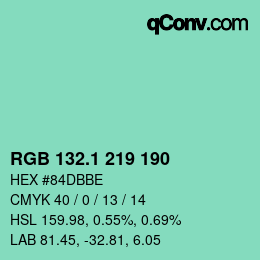 カラーコード: RGB 132.1 219 190 | qconv.com
