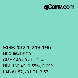 カラーコード: RGB 132.1 219 195 | qconv.com