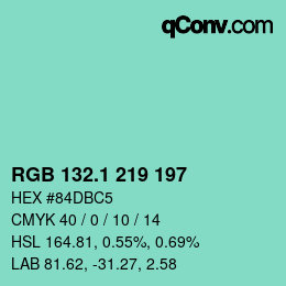 Color code: RGB 132.1 219 197 | qconv.com