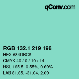 カラーコード: RGB 132.1 219 198 | qconv.com
