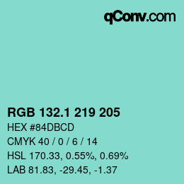 カラーコード: RGB 132.1 219 205 | qconv.com