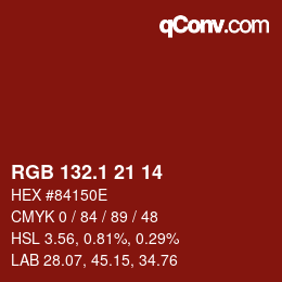 カラーコード: RGB 132.1 21 14 | qconv.com