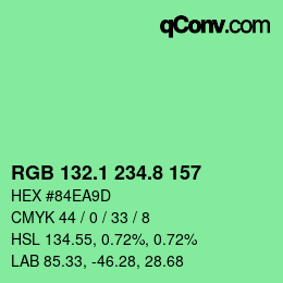 カラーコード: RGB 132.1 234.8 157 | qconv.com