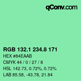 カラーコード: RGB 132.1 234.8 171 | qconv.com