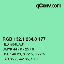 カラーコード: RGB 132.1 234.8 177 | qconv.com
