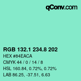 カラーコード: RGB 132.1 234.8 202 | qconv.com