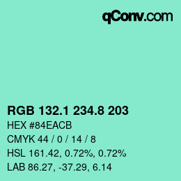 カラーコード: RGB 132.1 234.8 203 | qconv.com