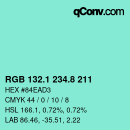 Color code: RGB 132.1 234.8 211 | qconv.com