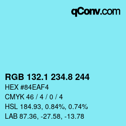 Color code: RGB 132.1 234.8 244 | qconv.com