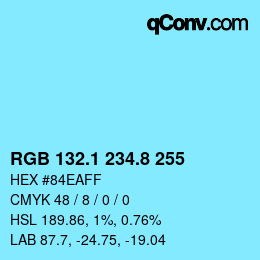 Color code: RGB 132.1 234.8 255 | qconv.com