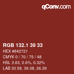 カラーコード: RGB 132.1 39 33 | qconv.com