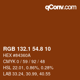 Código de color: RGB 132.1 54.8 10 | qconv.com