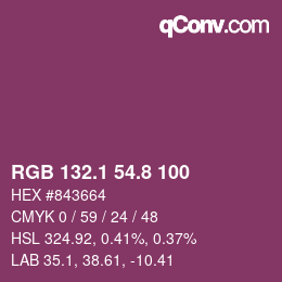 カラーコード: RGB 132.1 54.8 100 | qconv.com