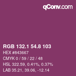 カラーコード: RGB 132.1 54.8 103 | qconv.com