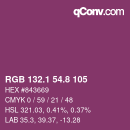 カラーコード: RGB 132.1 54.8 105 | qconv.com