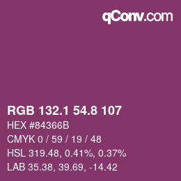 カラーコード: RGB 132.1 54.8 107 | qconv.com