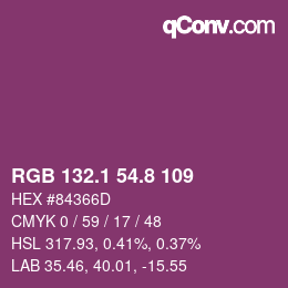 カラーコード: RGB 132.1 54.8 109 | qconv.com