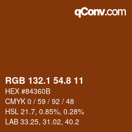 カラーコード: RGB 132.1 54.8 11 | qconv.com