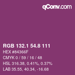 カラーコード: RGB 132.1 54.8 111 | qconv.com