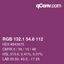 カラーコード: RGB 132.1 54.8 112 | qconv.com
